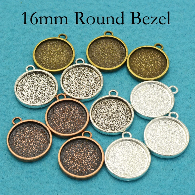 100 pcs - 12/16/20mm Round Bezel Pendant Blanks Circle Cabochon Setting Base for Pendants Bracelet or Earring Charms | Украшения и