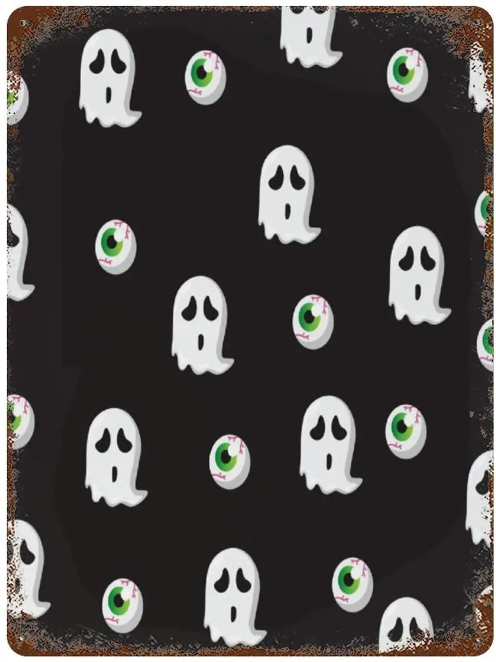 

Retro metal logo, fun of Halloween Ghost, tin