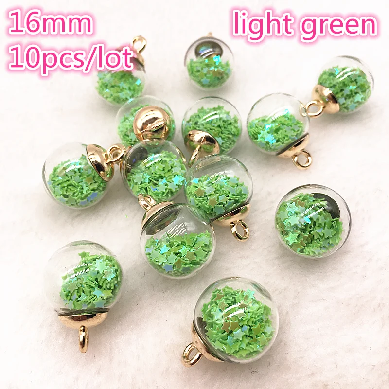 07 light green Новые 10 шт 16 мм Красочные прозрачные стеклянные подвески в виде звезд найти аксессуары для волос ювелирные подвески серьги - Цвет: 07 light green