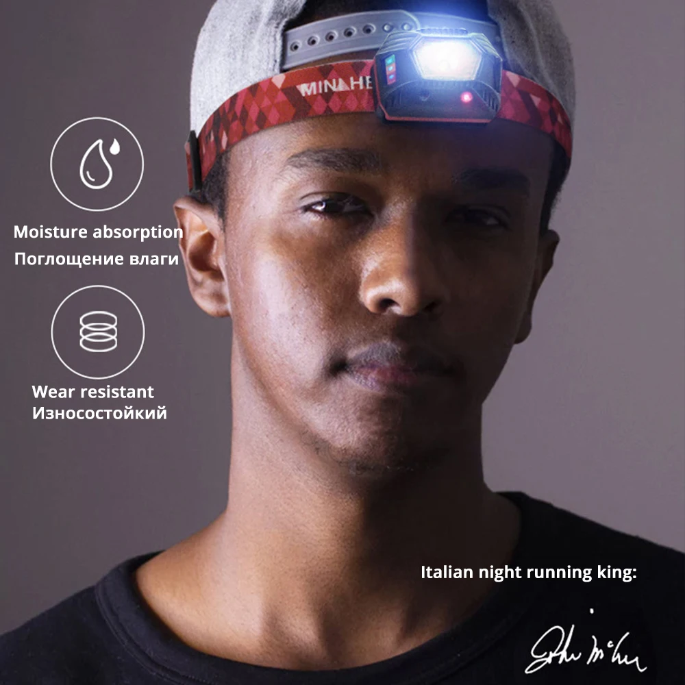 Светодиодный налобный фонарь с инфракрасным датчиком и дисплеем аккумулятора