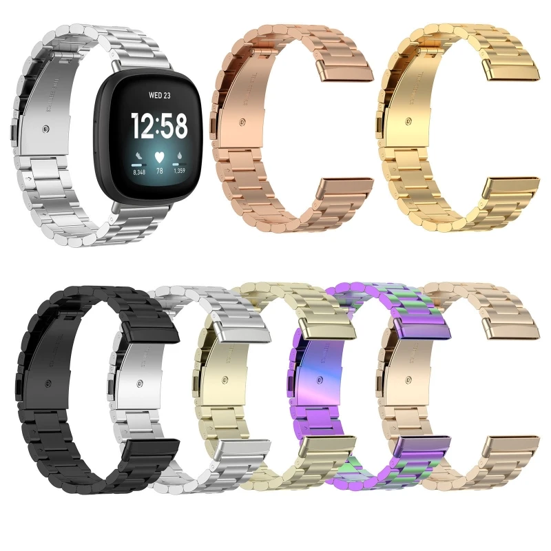 

Universal Replacement Stainless Steel Metal Strap Watch Band for -Fitbit Versa 3 / Sense Smartwatch Bracelet Men Women