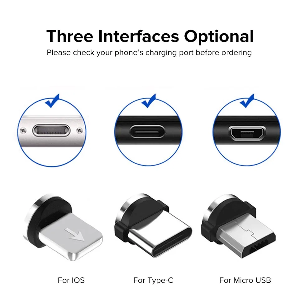 Магнитный кабель Venroii Micro USB Type C для Samsung Phone Lighting Magnet Charger зарядный провод передачи