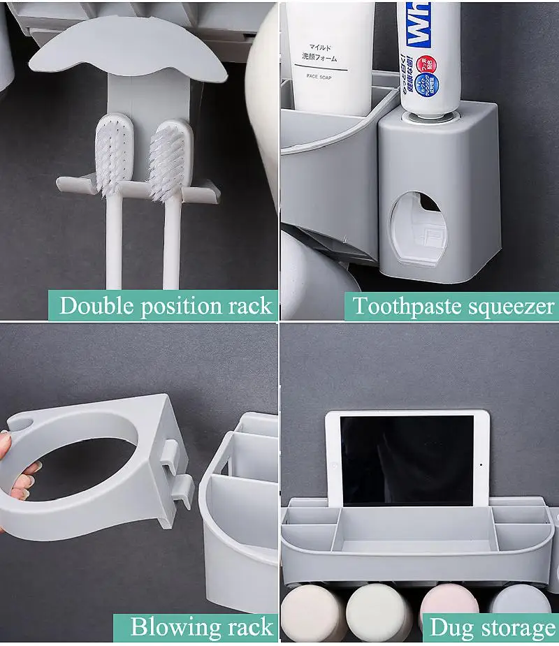 

Creative Plastic Toothbrush Rack Set Bathroom Multi-functional Household Wash And Wash Products Hair Dryer Storage Rack