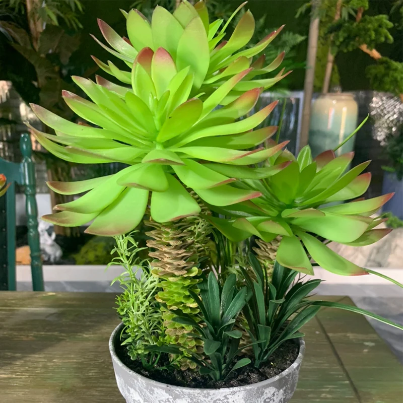 26/37cm Artificial Succulent Plants Tropical Tree Fake Dracaena Bonsai Mini Agave Potted For Home Desktop Shelf Porch Decor - купить по