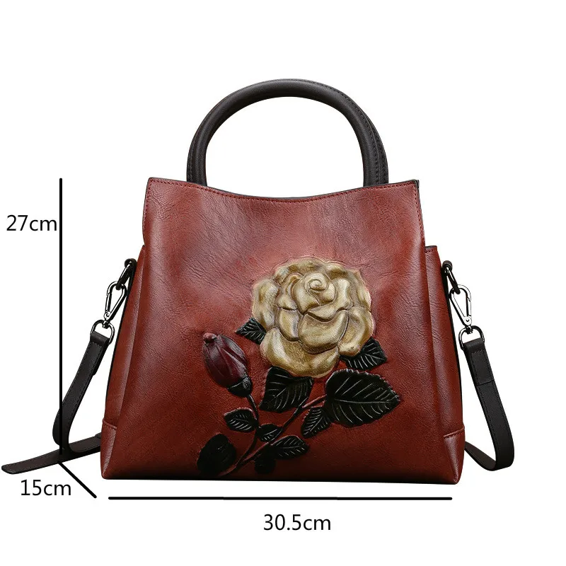 

YourSeason Vintage Ladies Hand Painted Floral Elegant Handbag Large Capacity Women Casual Shoulder Crossbody Leather Bag 2021