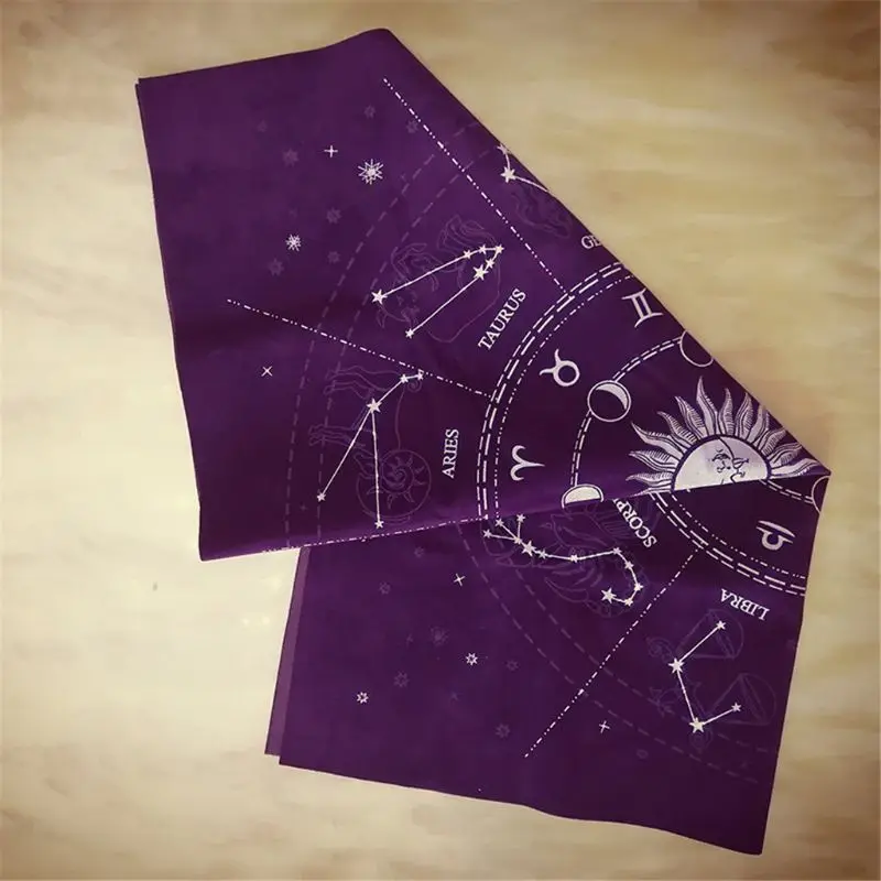 

12 Constellations Tarot Card Tablecloth Velvet Divination Altar Cloth Board Game Fortune Astrology Oracle Card Pad D0LB