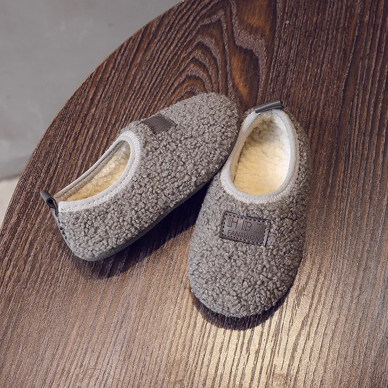

Spring Children Fleece Floor Slippers Kids Indoor Home Shoes For Boys Girls Baby Toddler Furry Cotton Shoes Plush Warm Slippers