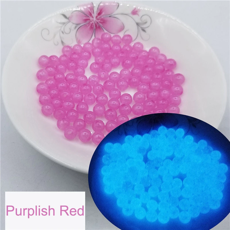 Purplish Red 200 шт 6-12 мм светящийся акриловый бисер светится в темноте разделительные бусины для маркировки ювелирных изделий DIY ожерелье браслет аксессуары - Цвет: Purplish Red