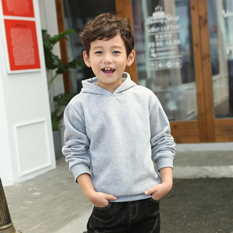 Детская Однотонная футболка с капюшоном детская одежда для мальчиков и девочек