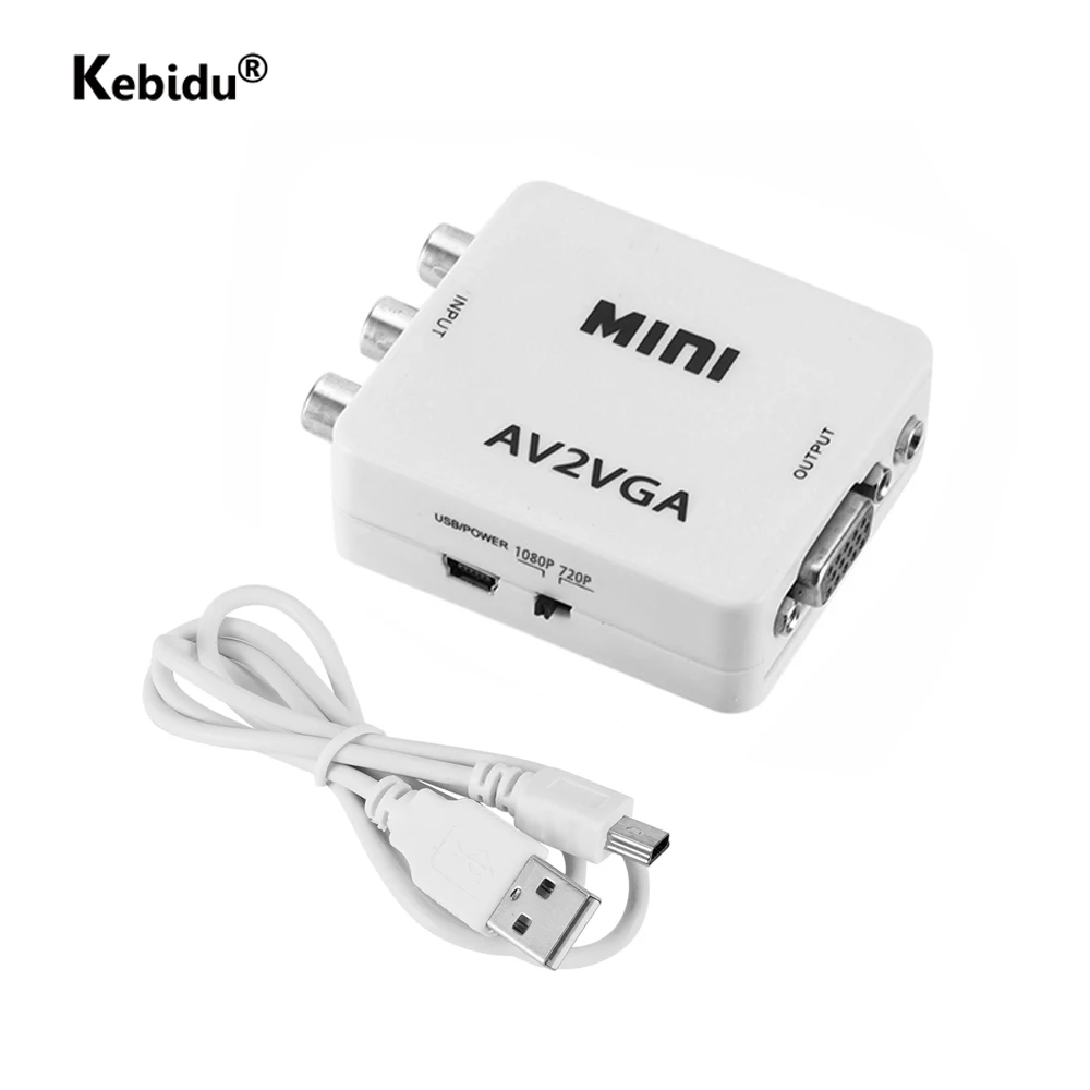 Преобразователь Mini 1080P HD видео RCA в VGA AV / CVSB L R AV2VGA преобразователь для игровой