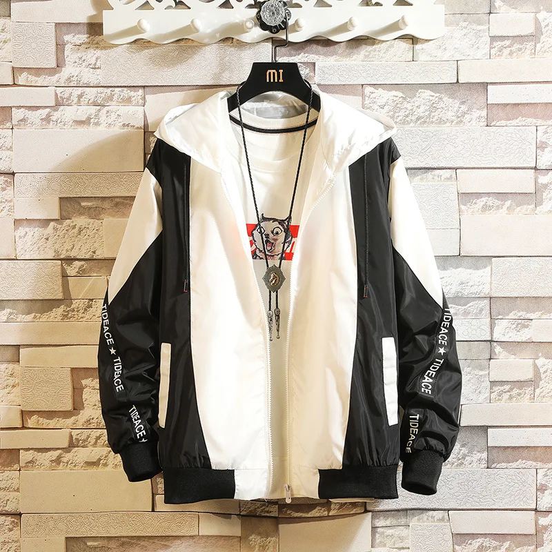 

Fashion Japanese Jackets Mens 2019 Spring Autumn Hip Hop Tracksuit Coat Cardigan Street Wear Man Splice Print pattern Jacket