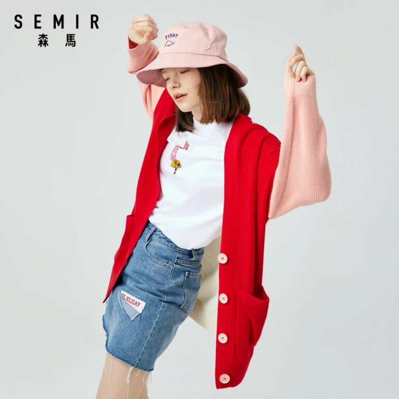 SEMIR средней длины кардиган с V образным вырезом Женская обувь на сезон осень-зима