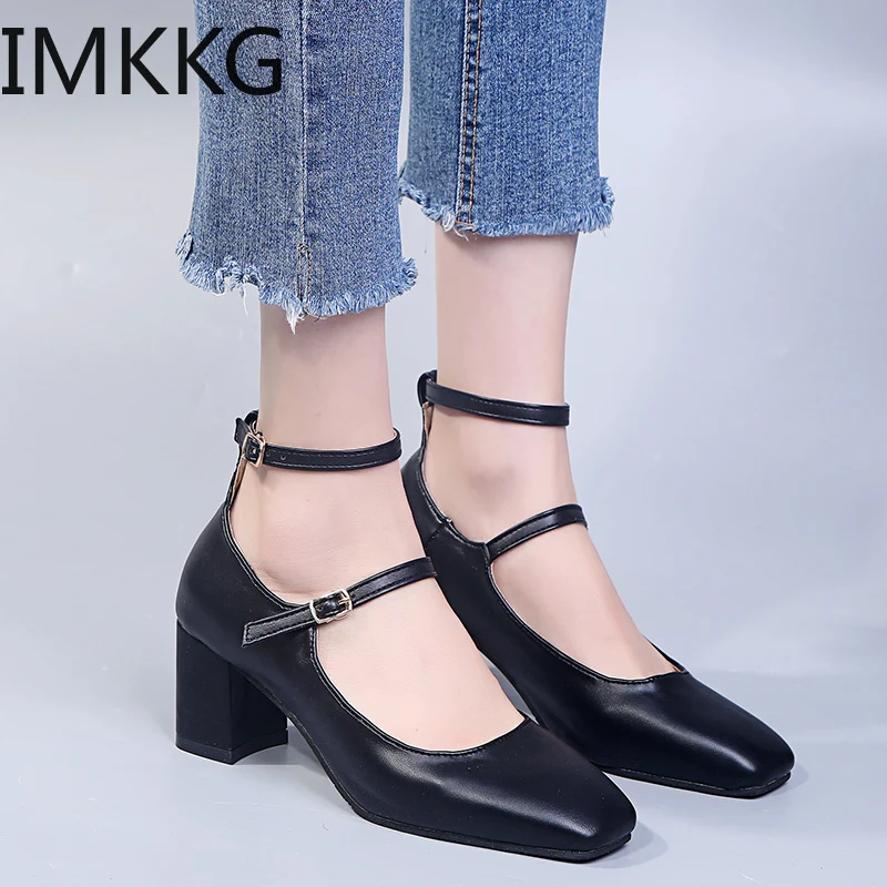 Женские туфли лодочки из искусственной кожи женские на Высоком толстом каблуке в