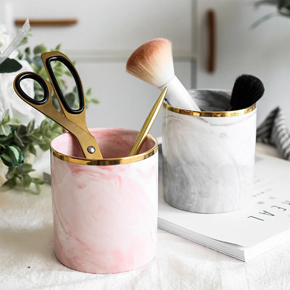 

Marble Print Pen Holder Nordic Style Pen Holder Stationery Organizer Storage tube for Home Office Desk Stationery Decor
