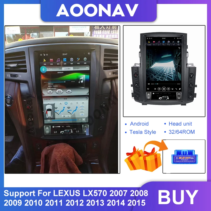 

Car Touch Screen Tesla style Radio Player Stereo Receiver For LEXUS LX570 2007-2015 GPS Navigation Car Stereo 2 Din Android