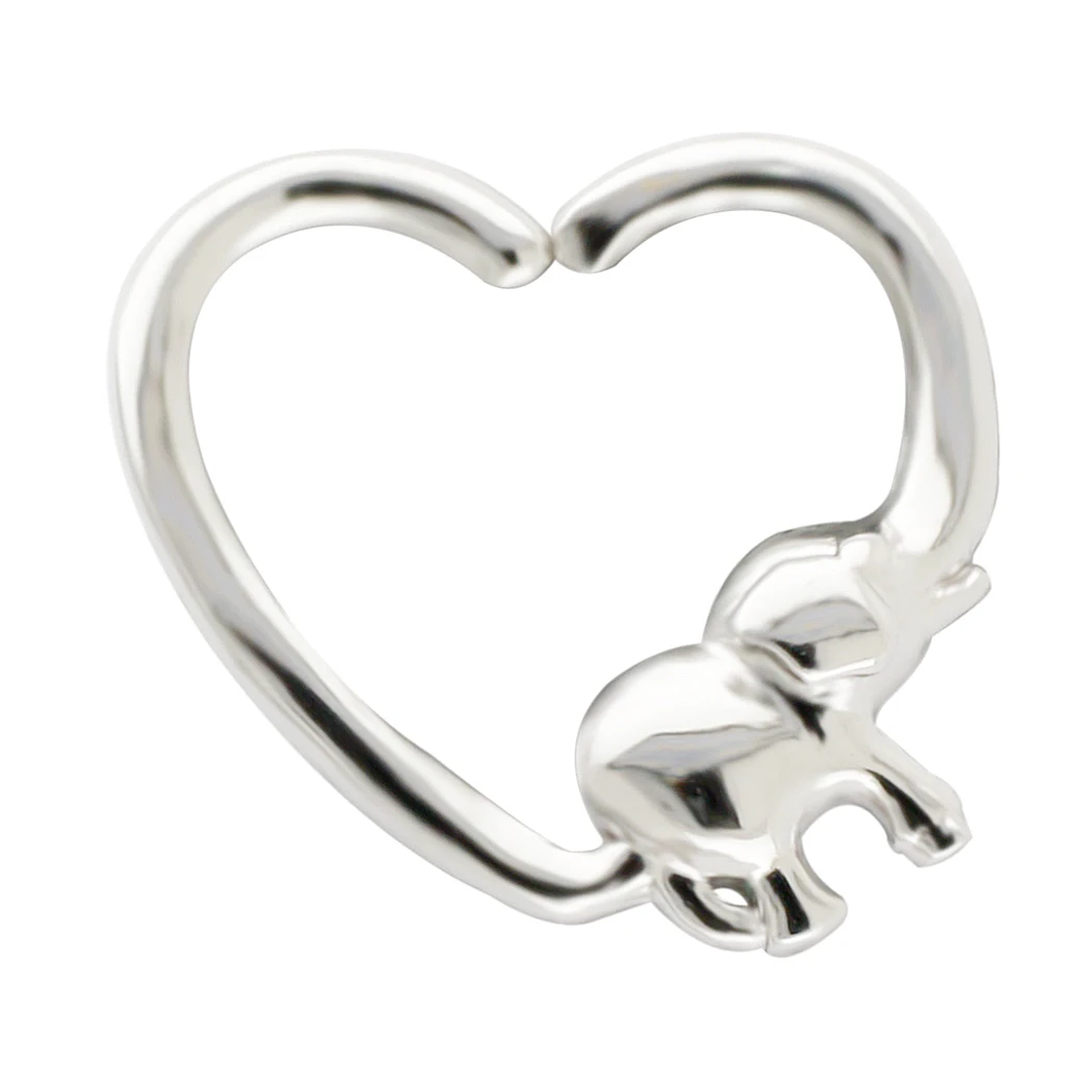 

JHJT 1 шт. 20 г серьги для хряща слон в форме сердца перегородка кольцо для носа пирсинг ювелирные изделия для тела