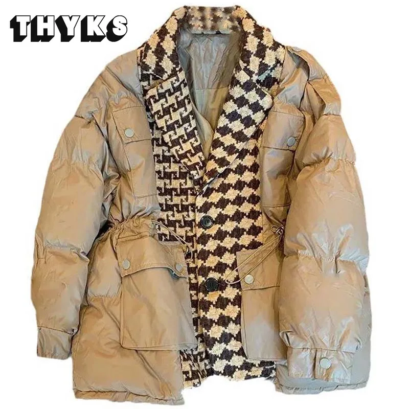 

Женская зимняя стеганая куртка составного кроя, плотная теплая Повседневная куртка с несколькими карманами, 2022