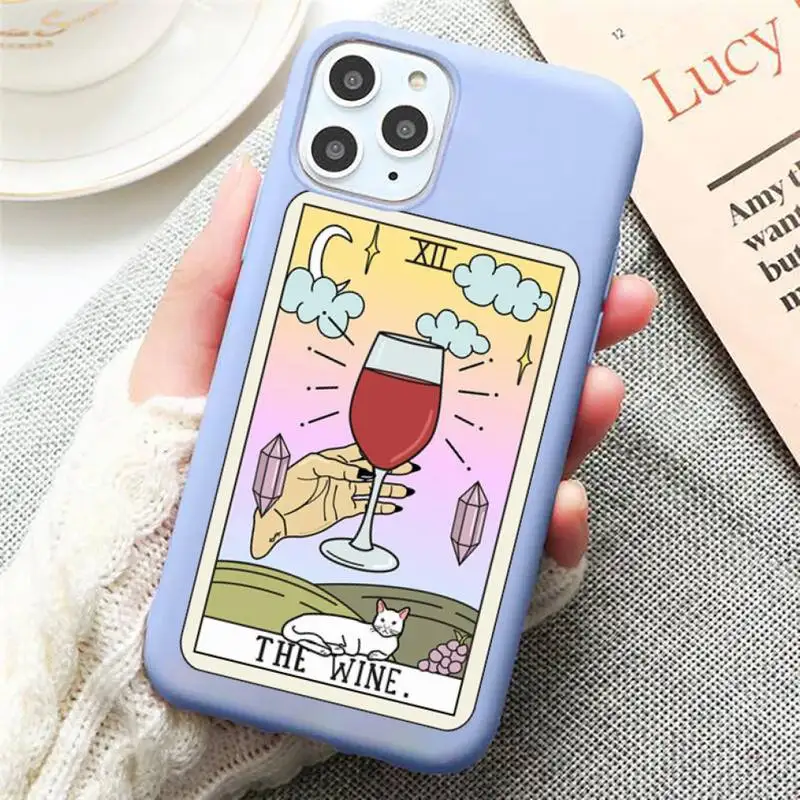 

Egypt mysterious Tarot Divination Phone Case Candy Color Blue for iPhone 11 12 pro XS MAX 8 7 6 6S Plus X 5S SE 2020 XR