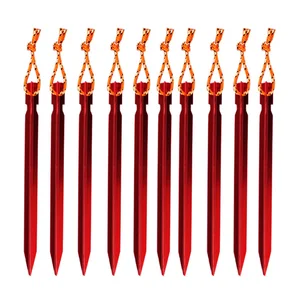 Колышки для палатки из алюминиевого сплава с веревкой, 10 шт.