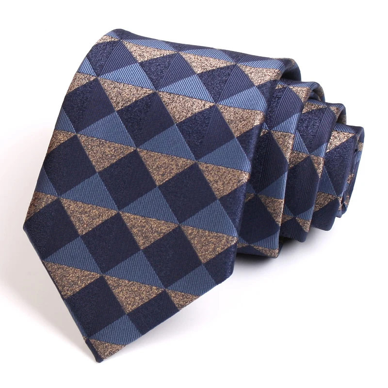 

Brand New Men's Plaid Tie High Quality 8CM Wide Ties for Men Business Suit Work Neck Tie Fashion Formal Necktie With Gift Box