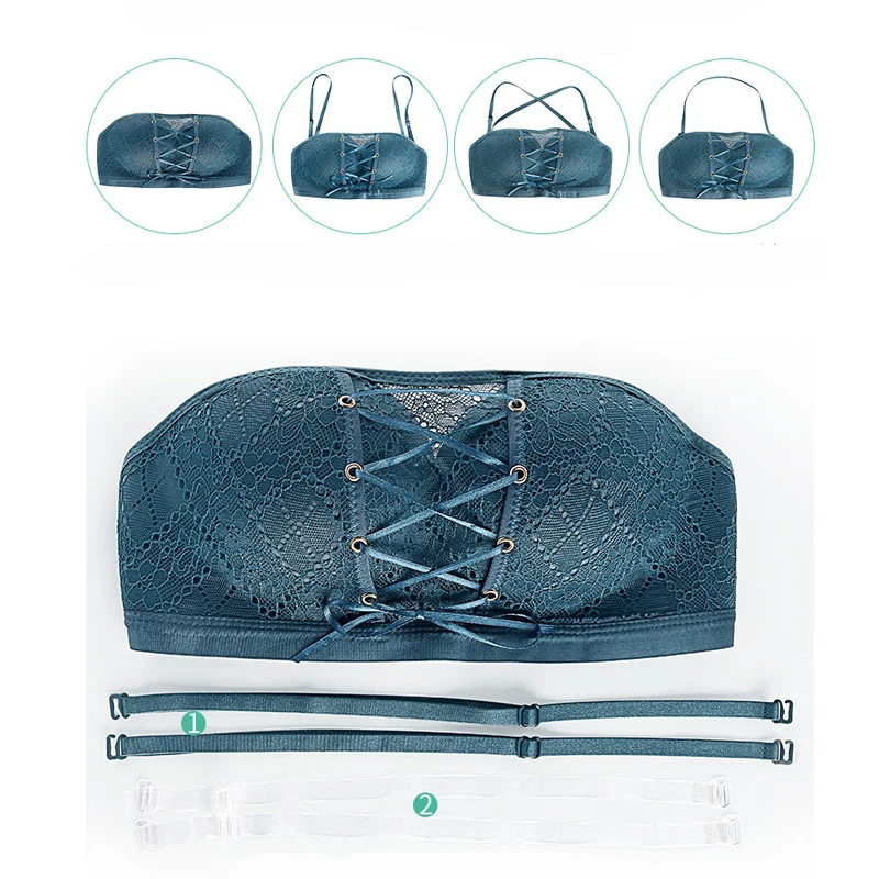 Привлекательный женский кружевной бюстгальтер без бретелек невидимый пуш-ап