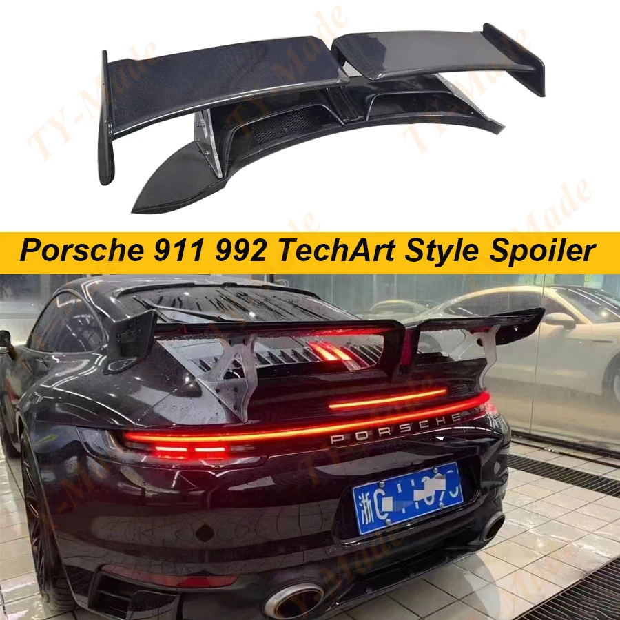 

Новинка 911 FRP из углеродного волокна задний багажник губа крыло спойлер Комплект кузова для тюнинга автомобиля для Porsche 911 992 TechArt Style 2019 2020 2021