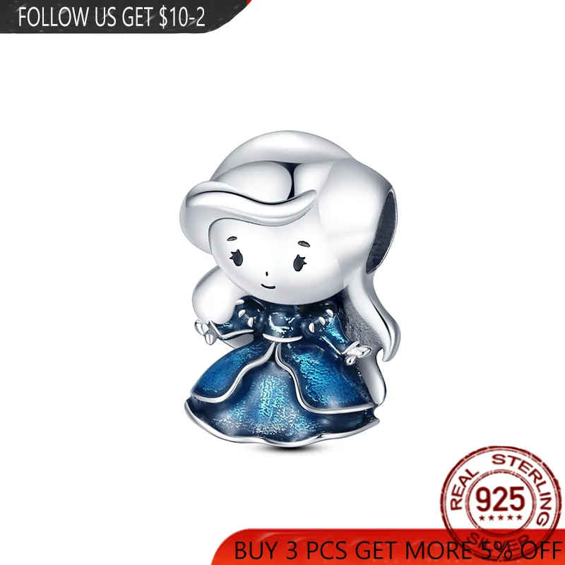

2021 NEW Silver Color Noble Little Princess Beads Charms Fit Original 3mm Bracelet&Bangle Making DIY Women Jewelry Gift