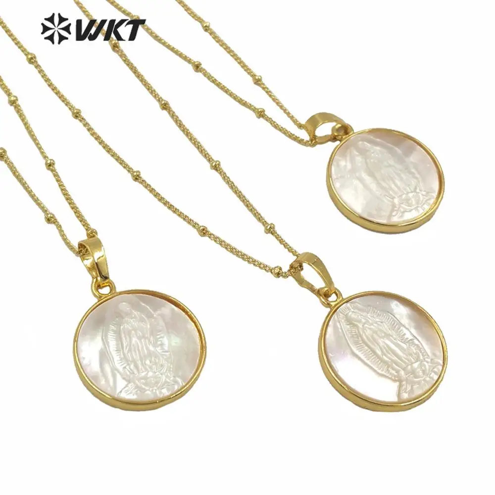 Женское Ожерелье с религиозным знаком Благородная Дева и крестность золотой