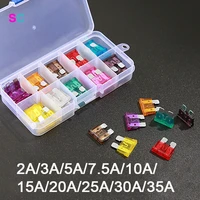 40pcs50pcs70pcs car fuse 2a 3a 5a 7 5a 10a 15a 20a 25a 30a 35a with box clip assortment automatic blade type set for truck