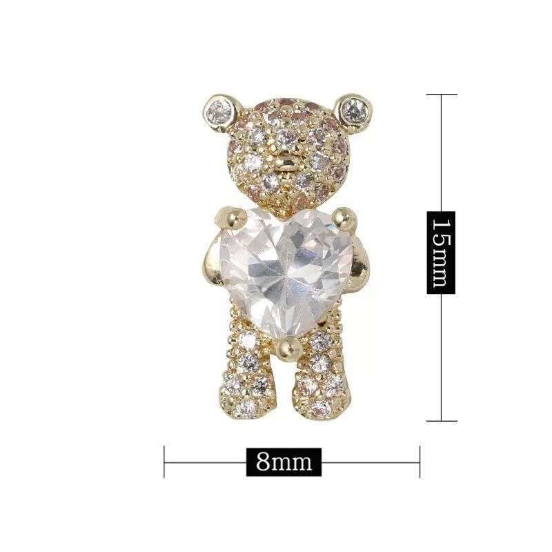 2 предмета блестящее циркониевое с медведем сплав 3D украшение для ногтей принтом