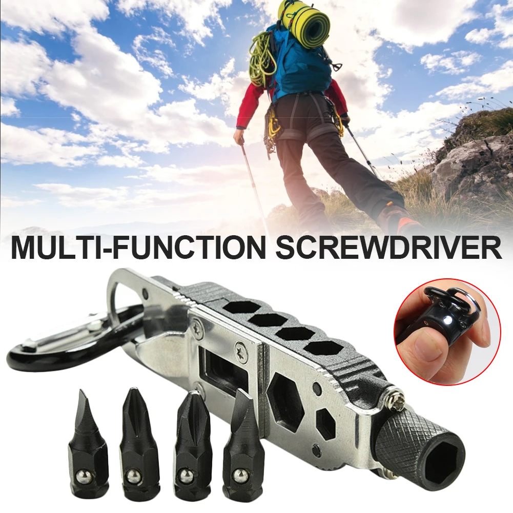 

Outdoor Survival Portable Keychain Screwdriver Multifunctional Camping Stainless Steel Pocket Tools for Wilderness Survive Gear