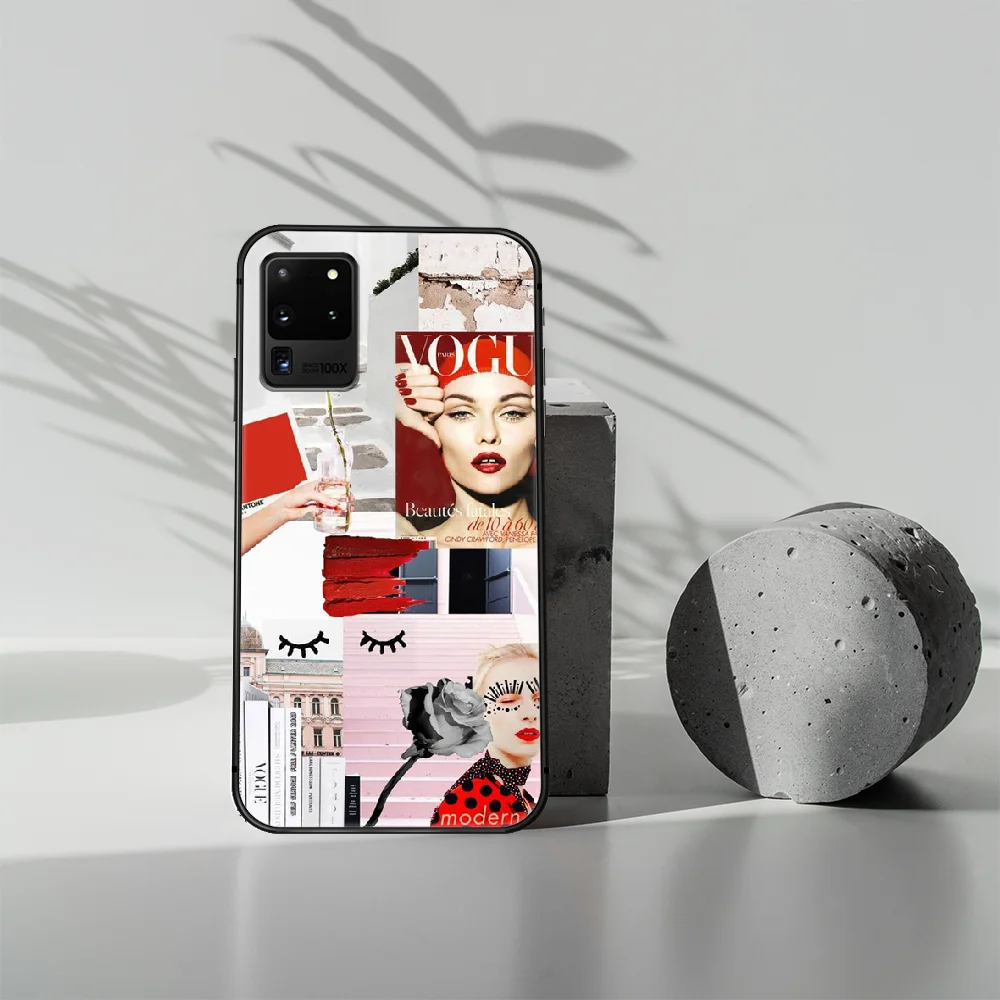 

fashion trend magazine VOGUE Phone Case Cover Hull For Samsung Galaxy S 7 8 9 10 e 20 FE edge uitra plus Note 9 10 20 black Etui