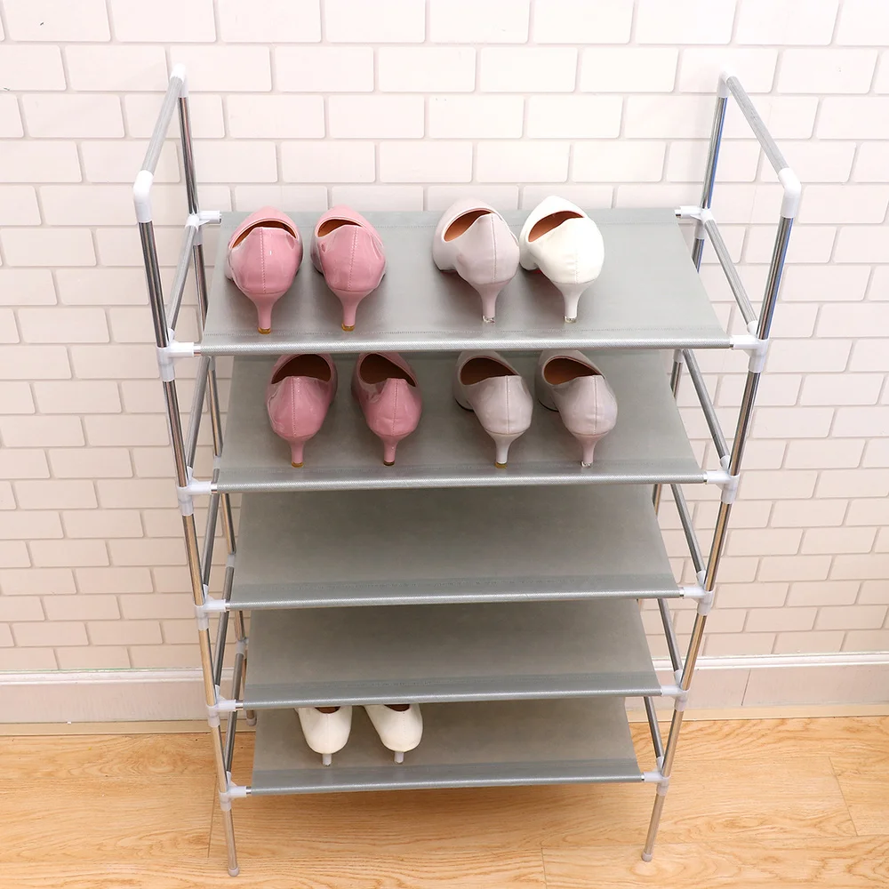 

Household Shoe Cabinet Iron Shoe Rack Metal Multilayer Shoe Shelf Home Organizer Rack ( Six-tier Shoe Shelf with a Handle)