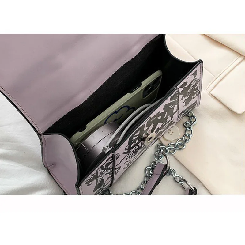

2021 Designer Luxury High Quality Chain Bag Fashion Graffiti Painted Leather Messenger Bag Handbag Shoulder Bag Women Bag Letter