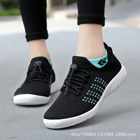 luxury new women flats shoes breathable socks shoes fashion sneakers lace up solid zapatillas mujer plus size 42 designer shoes