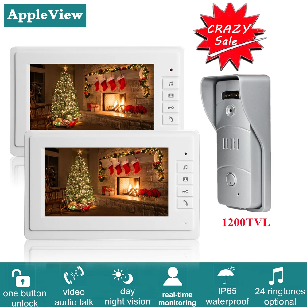 Домофон для квартиры видеодомофон с 2 мониторами помещений 1 наружная панель