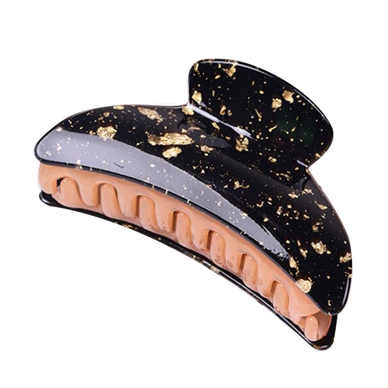 Женские акриловые заколки крабы для волос зажимы из черной и золотой фольги 9 5 см|