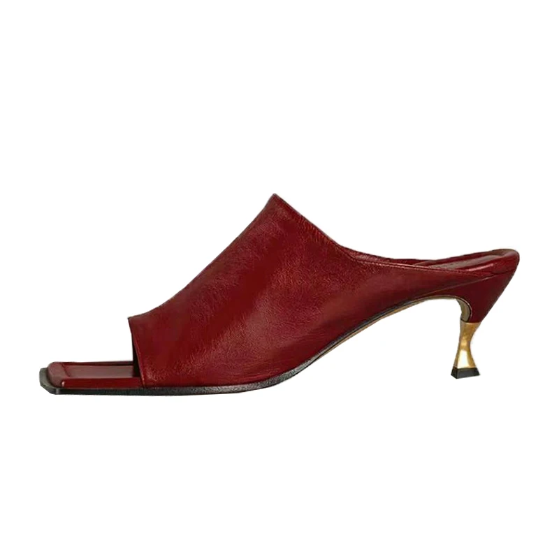 

Block Super High Heels Women Mules 2021 New Open Square Toe One Strap Women Slippers Sexy Party Nightclub Summer Slides 34-43