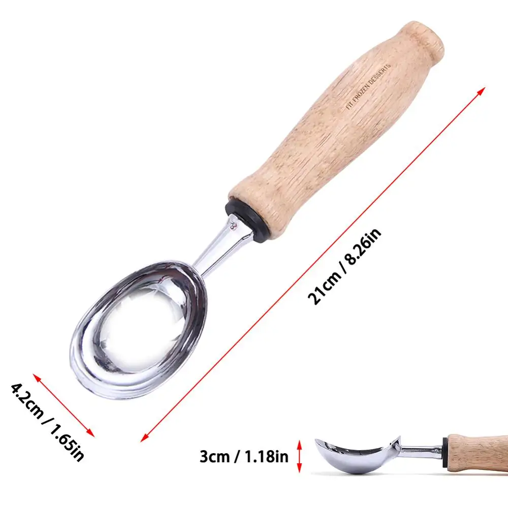 

1PCS Ice Cream Scoop Stainless Steel Mash Potato Spoon Kitchen Tool Server Food