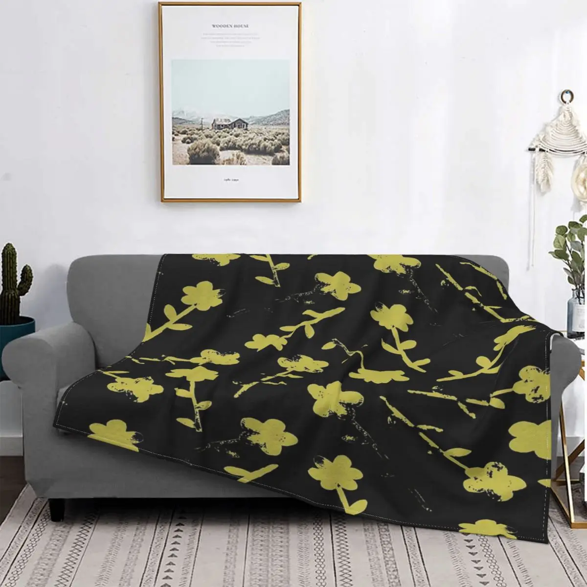 

Manta de flores amarillas, para cama colcha, alfombra a cuadros, toalla para playa, manta ponderada de verano