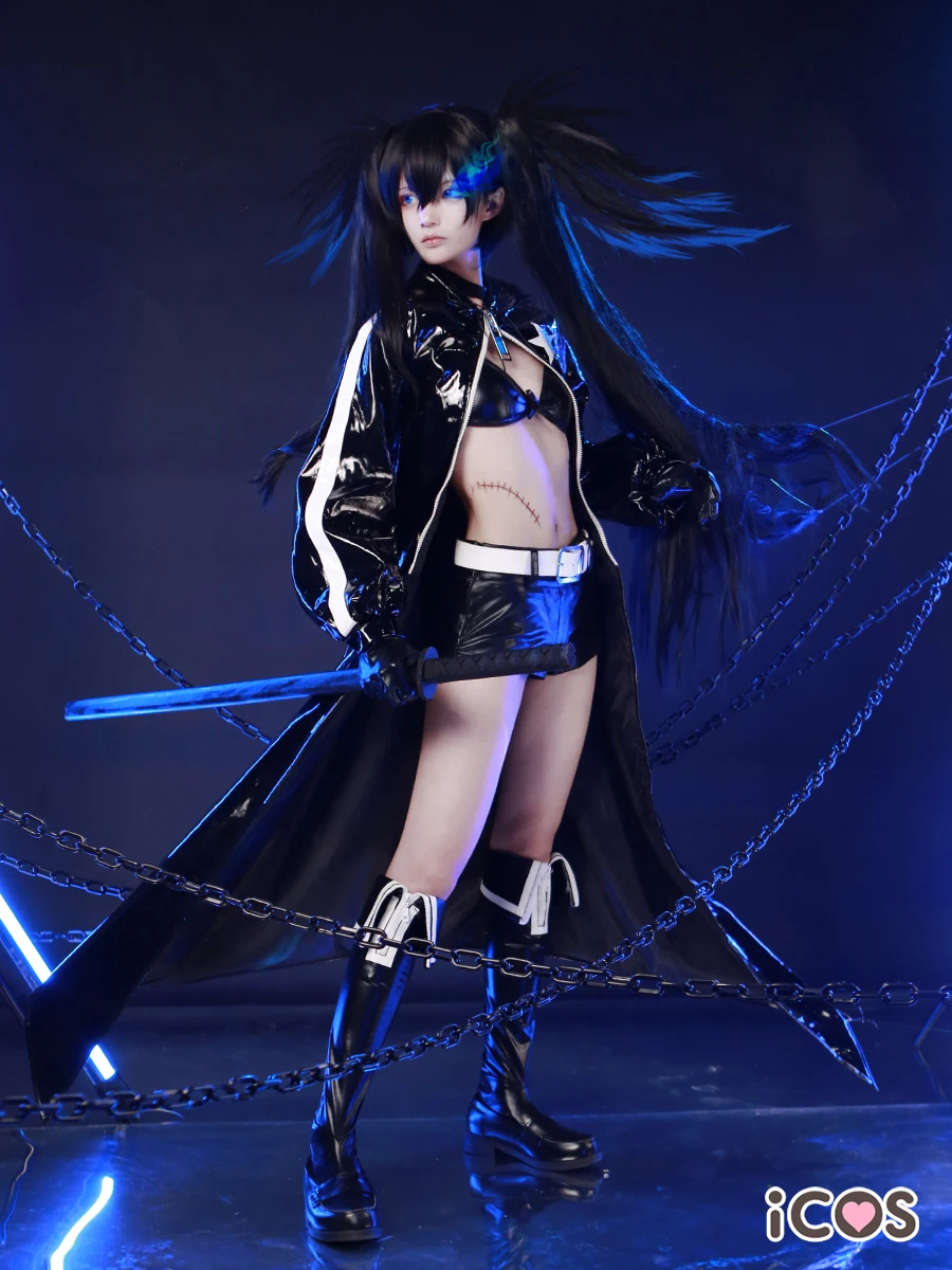 Костюм для косплея из искусственной кожи аниме Black Rock Shooter Женская боевая