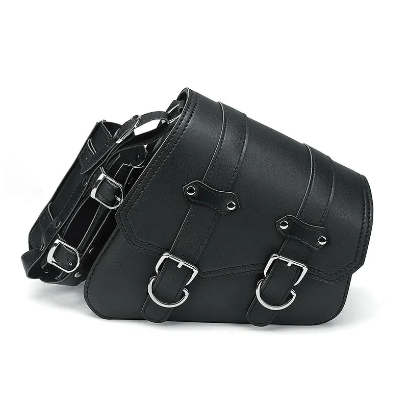Universal Black PU Leather Saddle Bag Motorcycle Tool Luggage right rear Side For Harly Honda Yamaha Suzuki Styling |