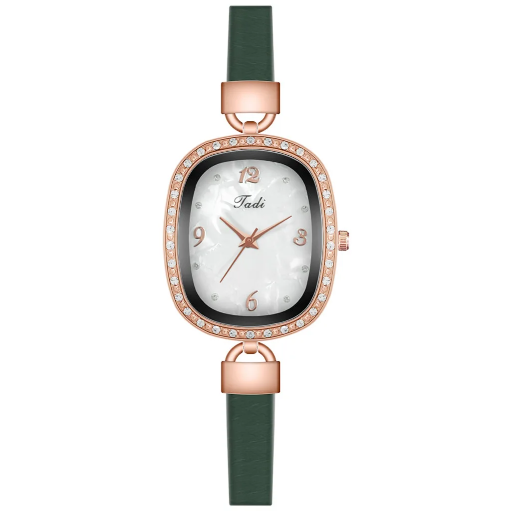 

Simple literary and artistic women's watch Korean Trend versatile temperament quartz watch oval dial diamond inlaid girls' Watch