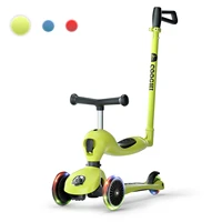 cooghi 3in1 deluxe led 3 stage ride on kick scooter with pushbar for parents toddler toy fit ages 12 months to 5 years
