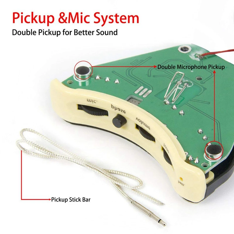 Акустическая гитара звуковое отверстие Preamp Piezo 3 Band Pickup Eq с микрофоном|Детали и