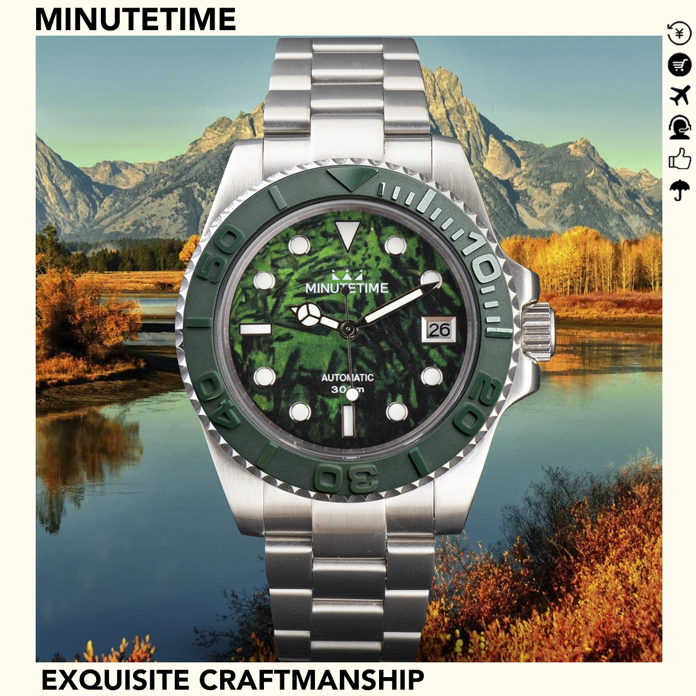 

Часы наручные с сапфировым стеклом, из нержавеющей стали