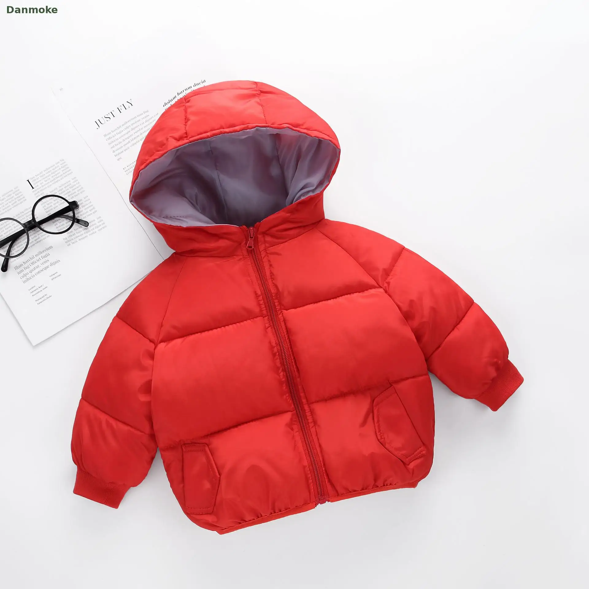 Danmoke/куртка для мальчиков и девочек пальто Зимняя плотная подкладка из хлопка
