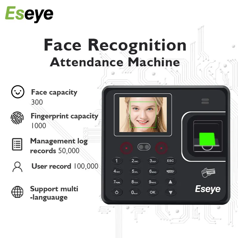 

2.8inch Face Recognition Fingerprint Attendance System Employee Office Access Control Attendance Machine Wifi TCP/IP Rfid Card