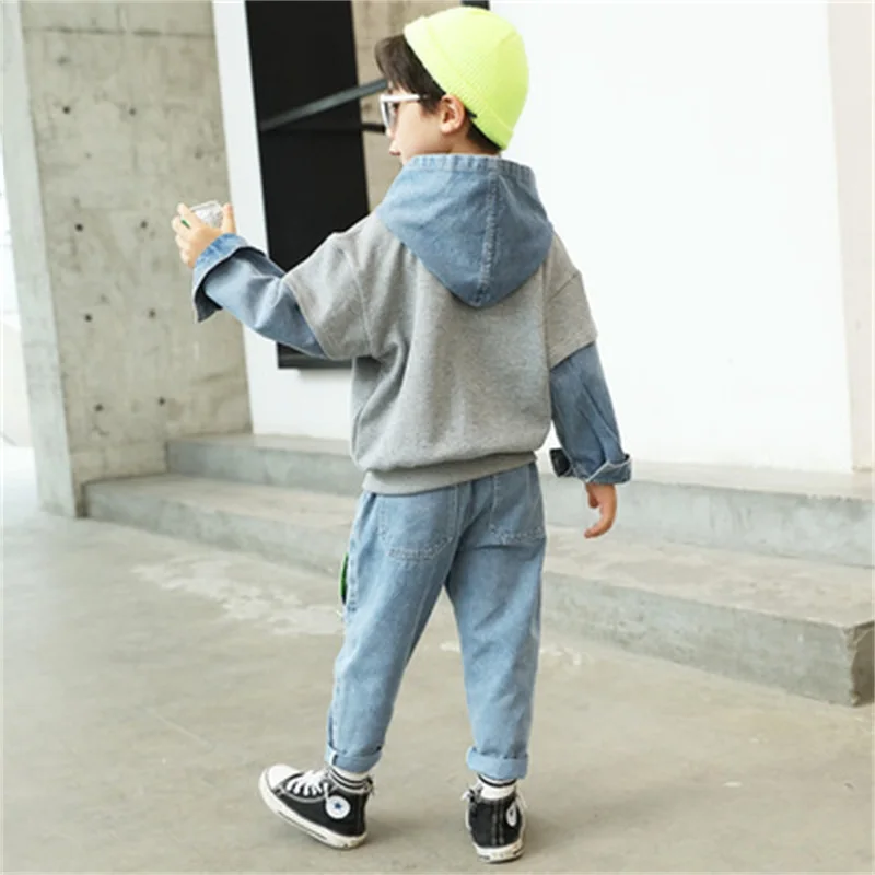 

Boys autumn suit 2021 new Korean boy handsome, big boy spring and autumn children two-piece tide clothes