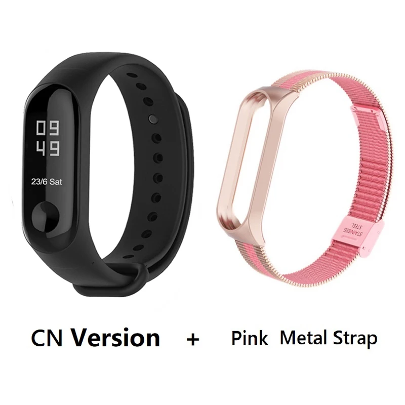 CN add pink metal Глобальная версия Xiaomi Mi Band 3 умный Браслет 50 м водонепроницаемый монитор сердечного ритма мужской Браслет фитнес-трекер многоязычный - Цвет: CN add pink metal